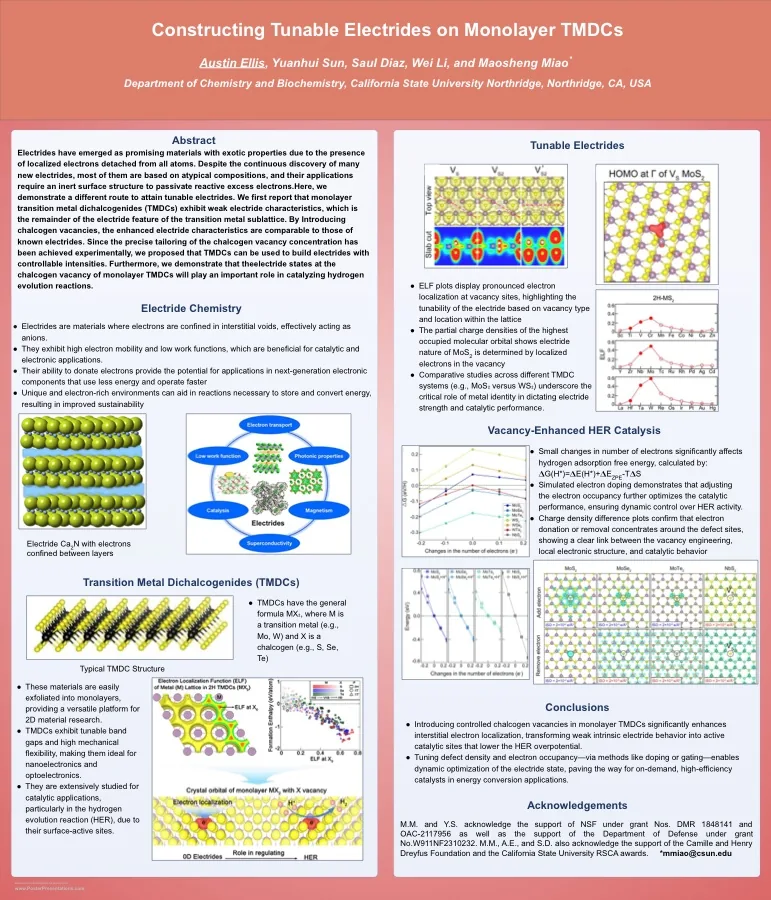 First page of the poster “Constructing Tunable Electrides on Monolayer TMDCs”