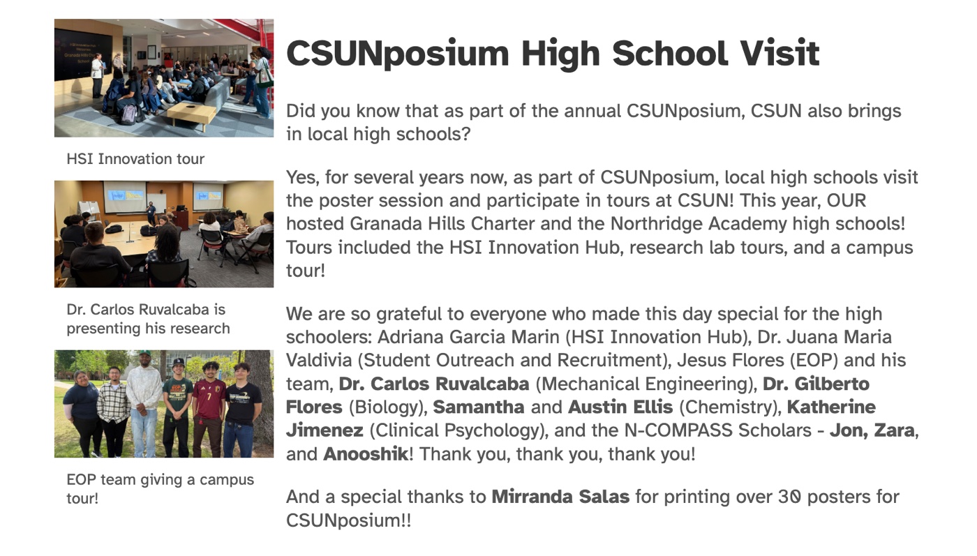 CSUNposium recap showing local high school students touring campus and research spaces