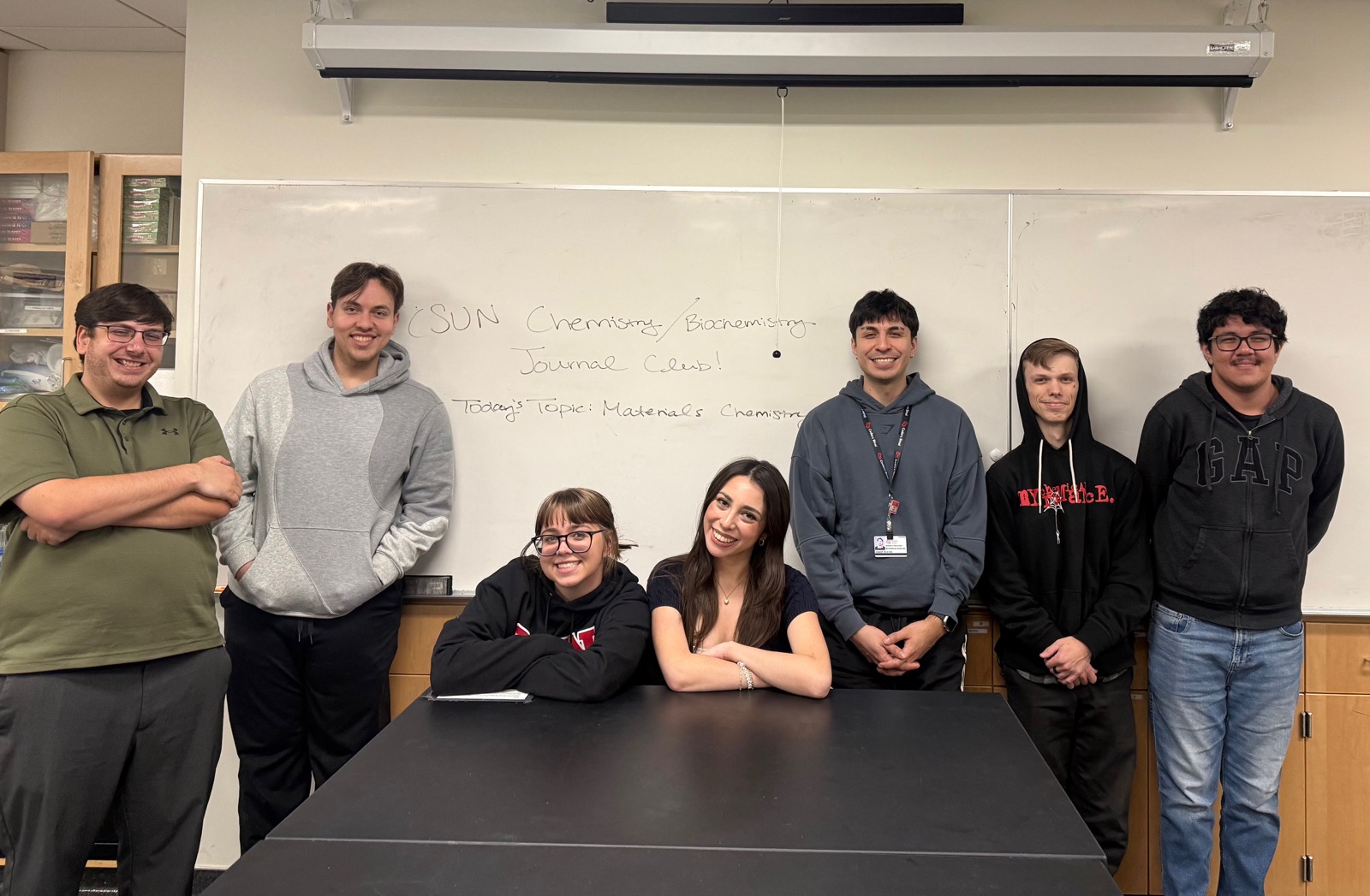 Chemistry and Biochemistry Journal Club members gathered after a materials chemistry discussion