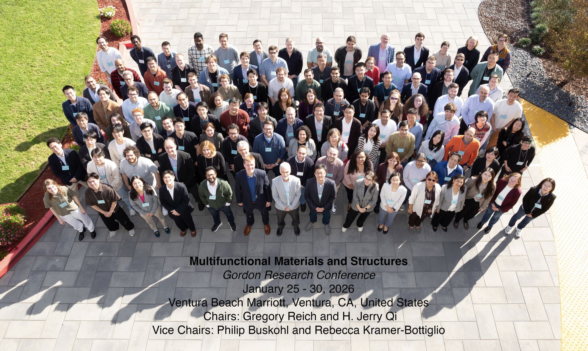 Group photo from the Gordon Research Conference on Multifunctional Materials and Structures in Ventura, California.